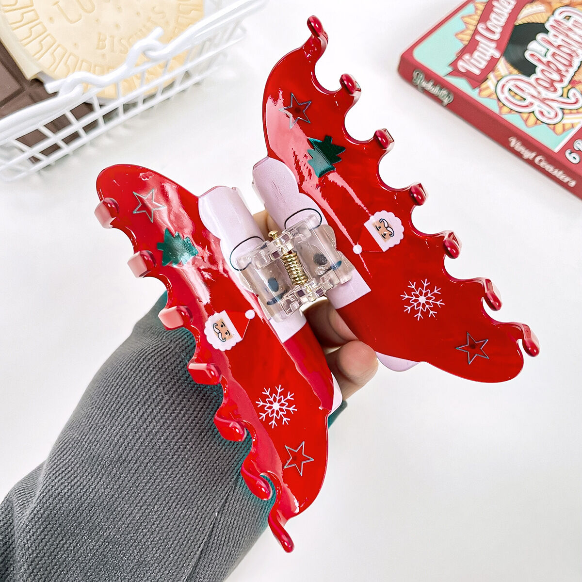 1 stuk Cuat Kerstmis Sneeuwpop Patroon Cadeau PVC Dames Haarklauwen h5 Afbeelding6