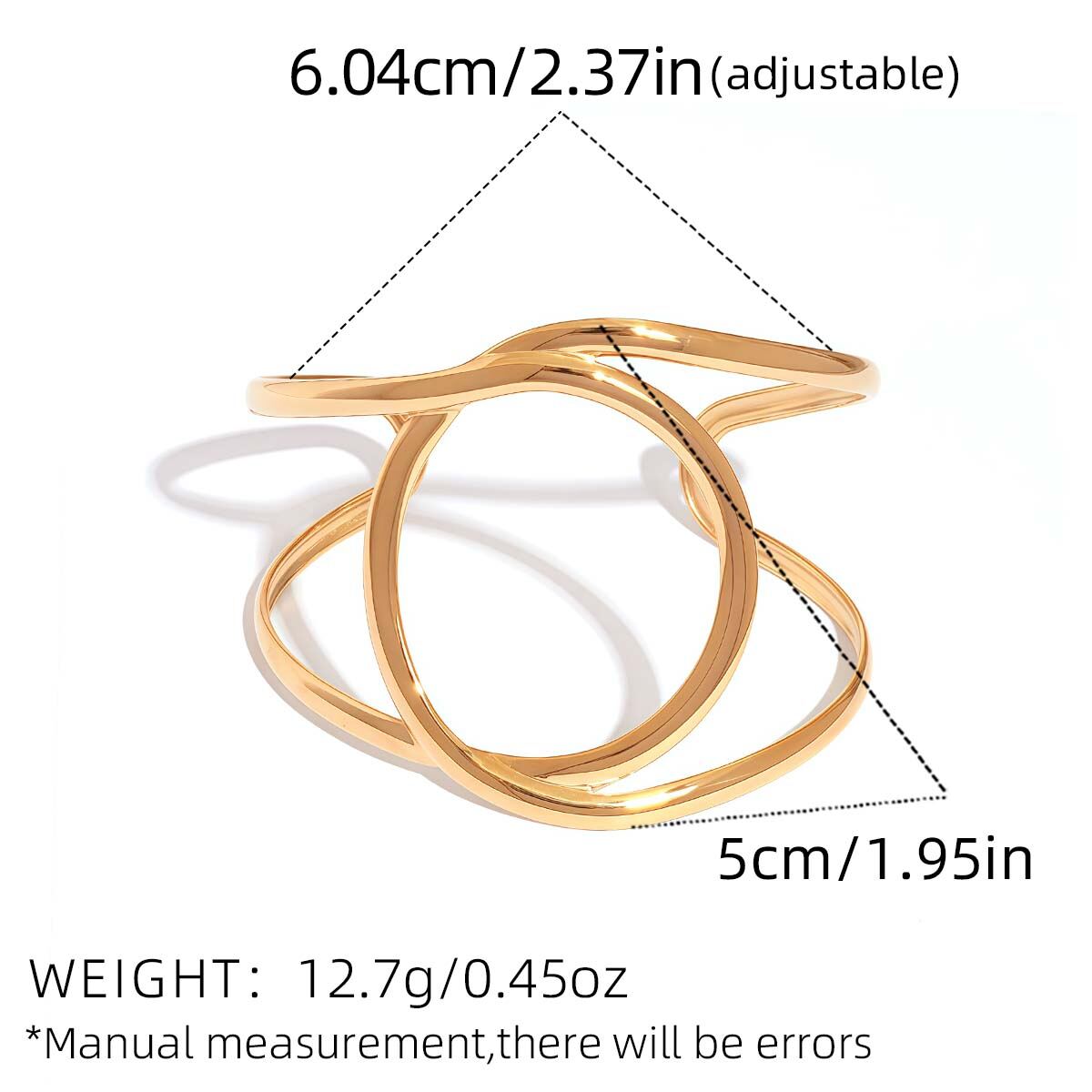 1 Piece Simple  Natural Irregular Shape  Stainless Steel Waterproof  Women's Cuff Bracelets Picture2