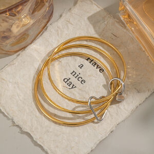 1 Piece Stainless Steel Waterproof Mixed Color Heart Buckle Bangle h5 Picture4