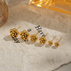 1 Pair Simple Series Flower Stainless Steel Waterproof Gold Color Women's Stud Earrings h5 Picture2