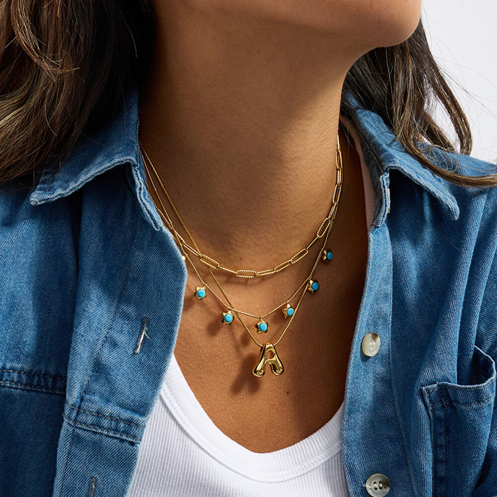 1 Piece Romantic Flower Calaite Stainless Steel Waterproof Gold Color Women's Pendant Necklaces Picture3