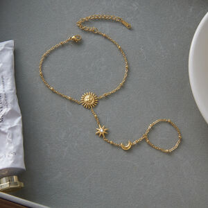 1 Stück klassisches Sonnen- und Mond-Armband aus Edelstahl, wasserdicht, goldfarben, für Damen h5 Bild6