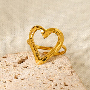 1 Piece Romantic Simple Heart Stainless Steel Waterproof Gold Color Womn's Statement Rings h5 Picture3