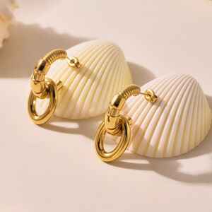 1 Pair Simple Circle Stainless Steel Waterproof Gold Color Women's Hoop Earrings h5 Picture4