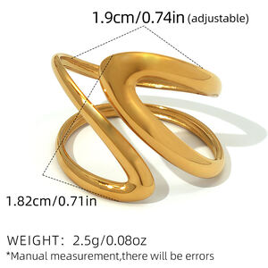 1 stuk Retro onregelmatige vorm roestvrij staal goudkleurige dames statement ringen h5 Afbeelding2