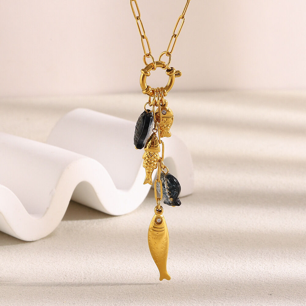 1 Piece Romantic Fish Stainless Steel Waterproof Gold Color Women's Pendant Necklaces