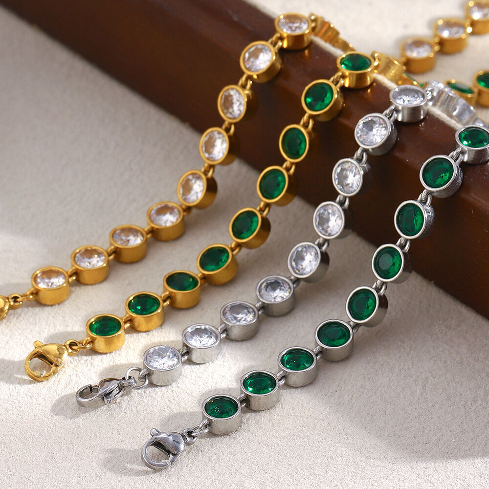 1 Piece Luxurious Classic Chain Stainless Steel Waterproof Zircon Women's Chain Bracelets