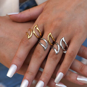 1 Piece Simple Irregular Shape Stainless Steel Waterproof Women's Statement Rings h5 Picture4