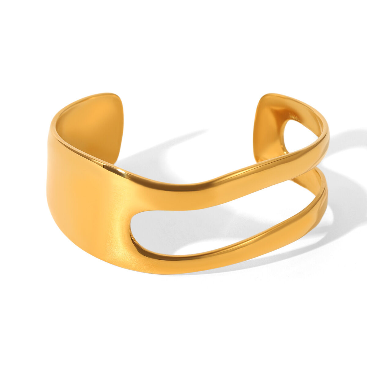 Bracelet jonc étanche en acier inoxydable ajouré de forme irrégulière pour femme (1 pièce) Image6