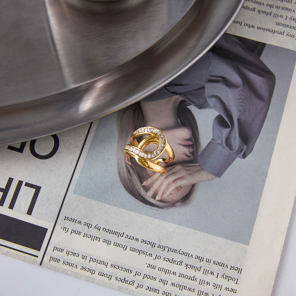 1 Stück Daily Twist Edelstahl wasserdichter Statement-Ring in Goldfarbe h5Bild6