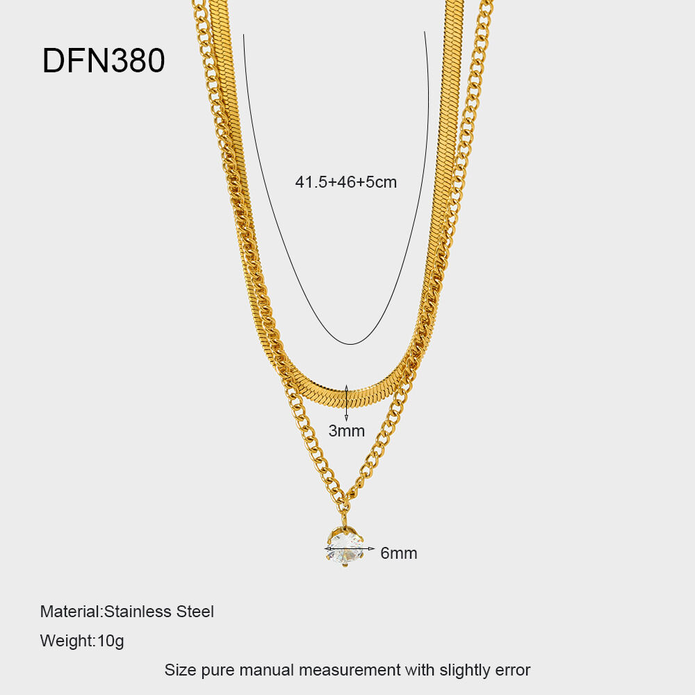Multi-layered Luxurious  Chain  Stainless Steel Waterproof   Women's Layered Necklaces h5 