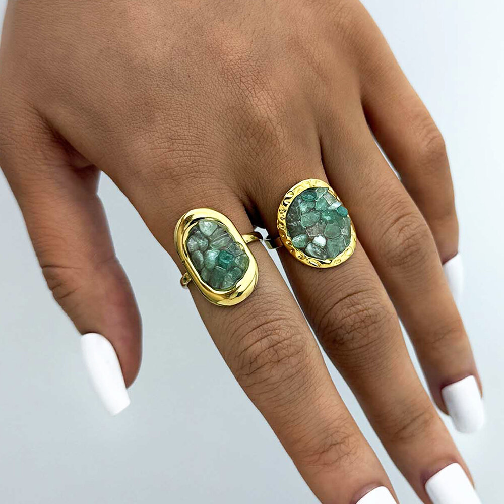 1 Piece Retro Irregular Shape Stainless Steel Waterproof Gold Color Statement Rings h5Picture4