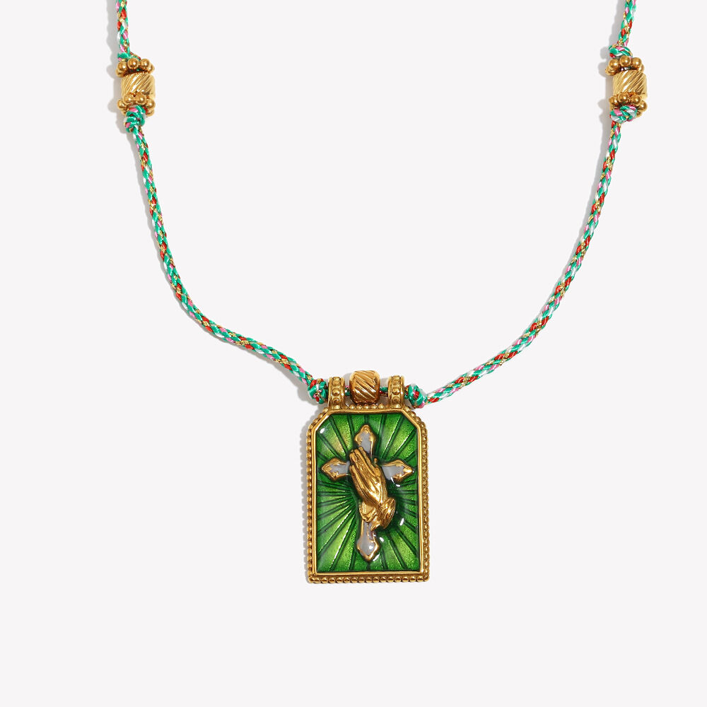 1 Stück elegante Tarot-Anhänger-Halskette aus wasserdichtem Edelstahl in Goldfarbe für Damen h5 