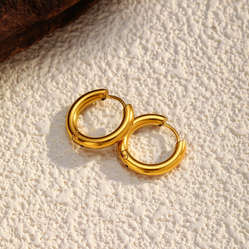 1 Pair Simple Stainless Steel Waterproof Gold Color Hoop Earrings h5 Picture4