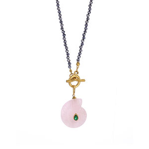 Collana con perline da donna in pietra naturale color oro, in acciaio inossidabile e impermeabile, 1 pezzo h5