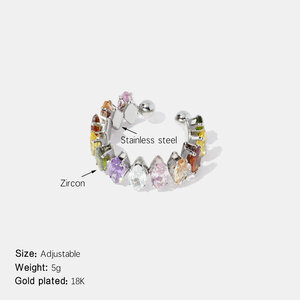 Bague luxueuse ronde en acier inoxydable étanche avec pierre précieuse h5