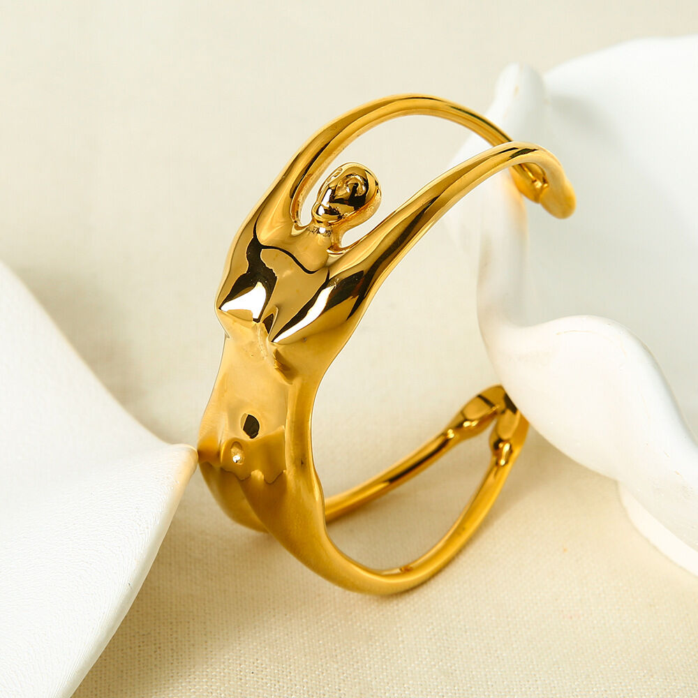 Braccialetti da donna in acciaio inossidabile color oro impermeabile con figura retrò classica da 1 pezzo h5Immagine2