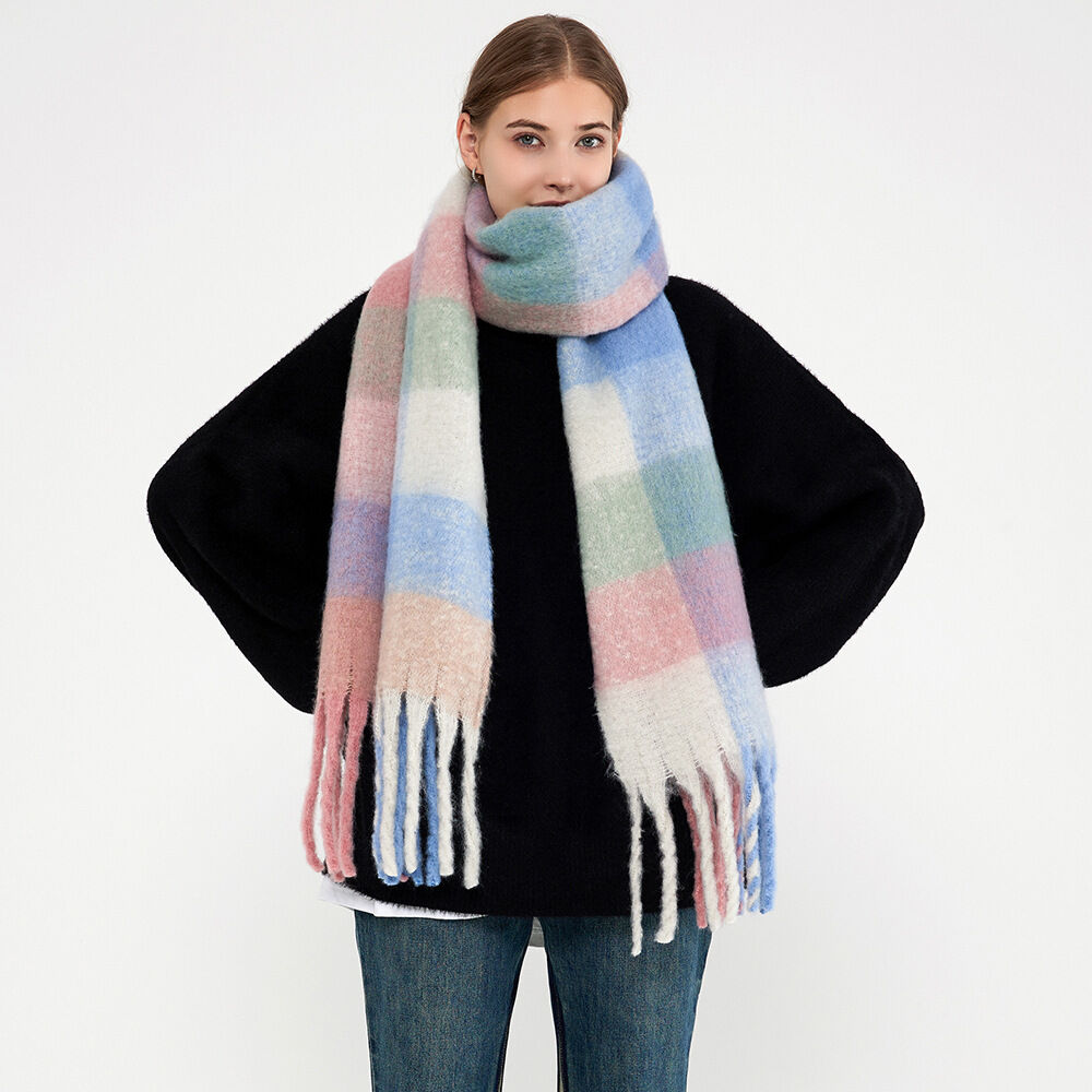 1 Piece Thermal Plaid Polyester Women's Winter Scarves h5Picture2