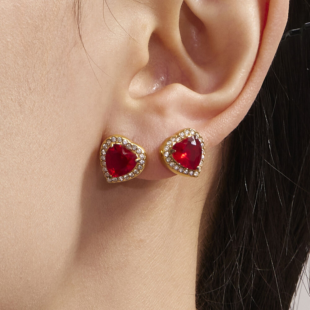 Luxurious Series Red Heart Zircon Stainless Steel Waterproof Women's Jewelry Sets Picture4