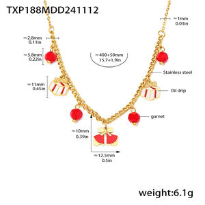Classic Christmas Garnet Stainless Steel Waterproof Gold Color Women's Jewelry Sets h5