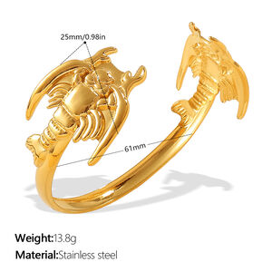 1 Piece Fish Shape Stainless Steel Waterproof Gold Color Cuff Bracelet h5