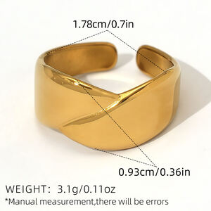 Anillos llamativos para mujer, de acero inoxidable, sencillos, informales, de forma irregular, resistentes al agua, 1 unidad h5 Imagen2