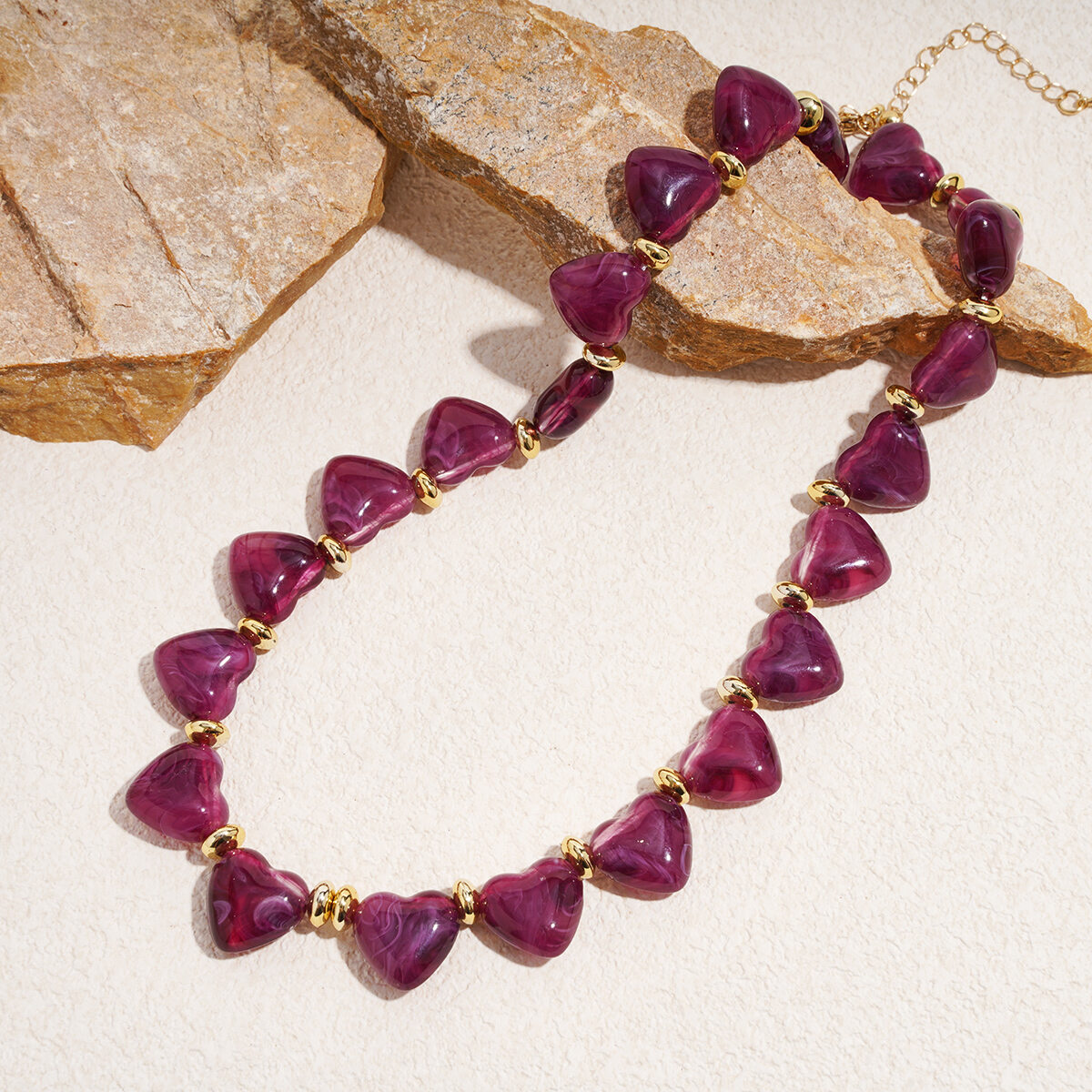 1 Piece Romantic Heart Acrylic Beaded Necklace