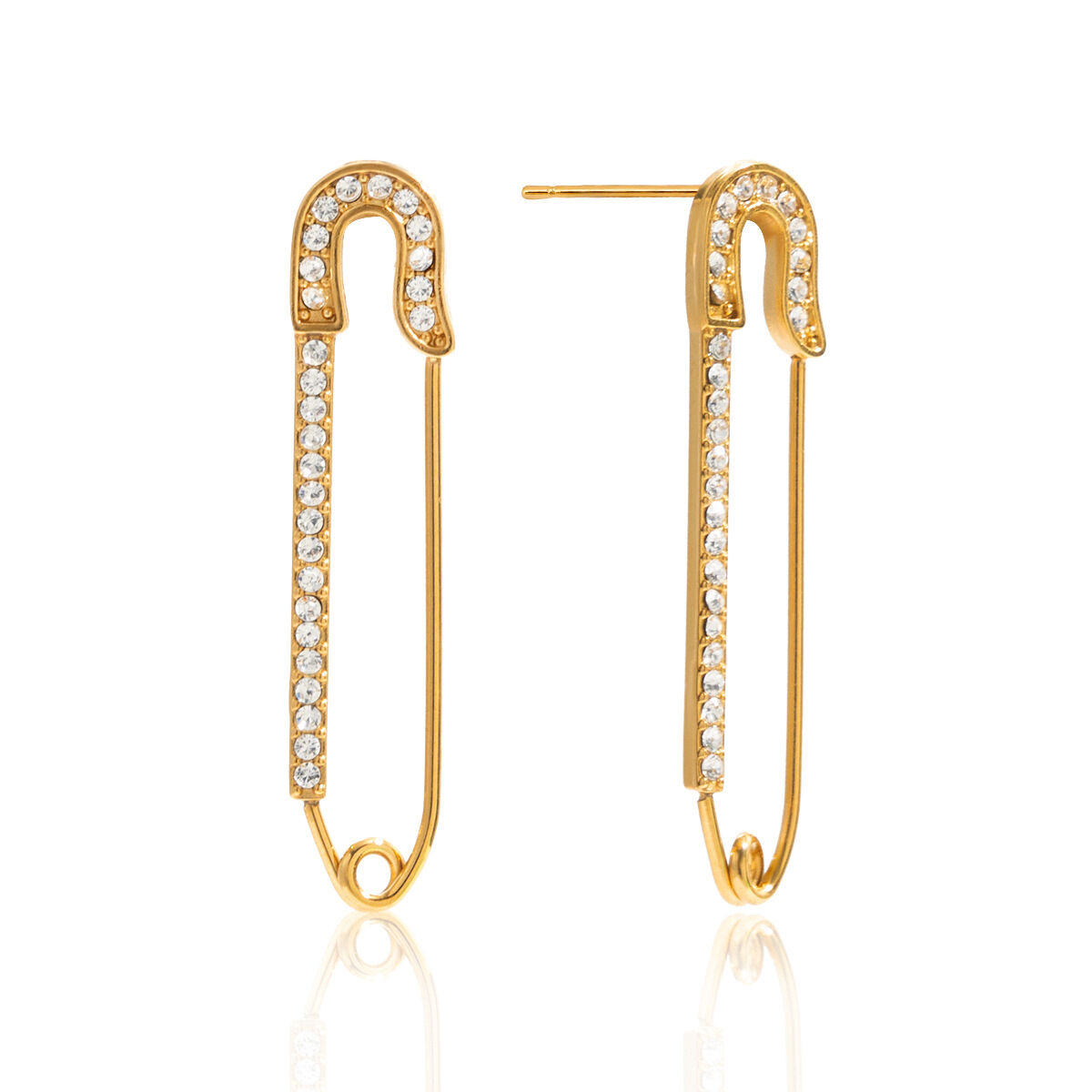 Boucles d'oreilles puces pour femme, en acier inoxydable doré, imperméables, en forme de trombone (1 paire). 