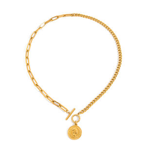 1 Piece Simple Figure Stainless Steel Waterproof Gold Color Women's Pendant Necklaces h5