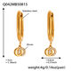 Q042-Golden Double Ring Zircon U-Shaped Earrings Picture4