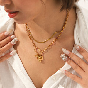 1 stuk Dagelijkse Dierenhanger, Roestvrij Staal, Waterdicht, Goudkleurig, Damesketting h5 Afbeelding5