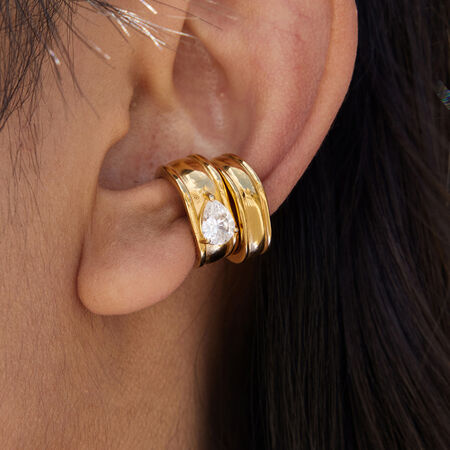 1 Pair Minimalist Droplet Zircon Stainless Steel Waterproof Gold Color Women's Ear Cuffs 2