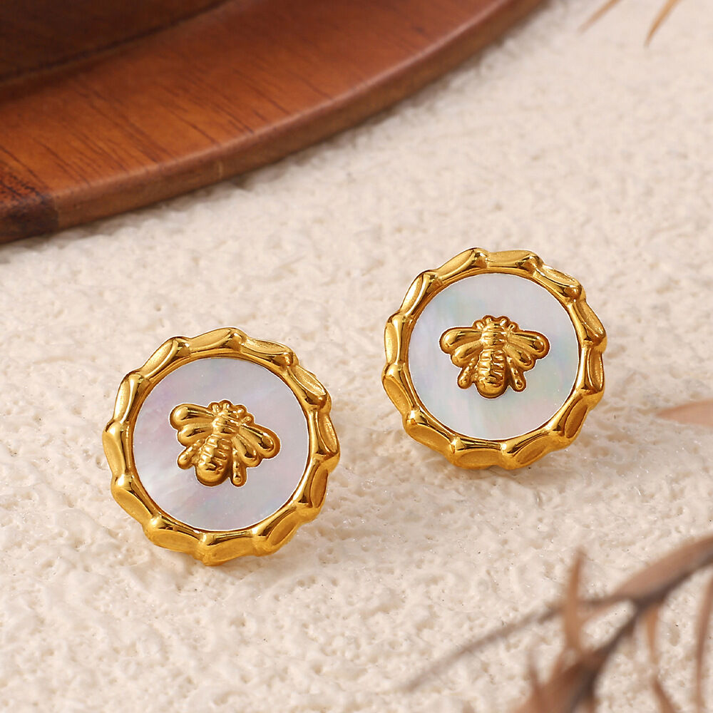 Enamel Heart Stainless Steel Waterproof  Gold Color Necklace Set 2