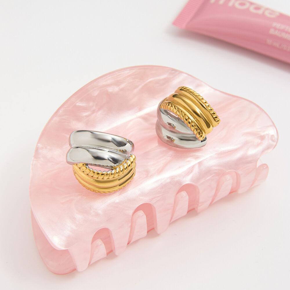 1 paire de boucles d'oreilles puces simples en acier inoxydable, couleurs or et argent, étanches, pour femmes h5Image5