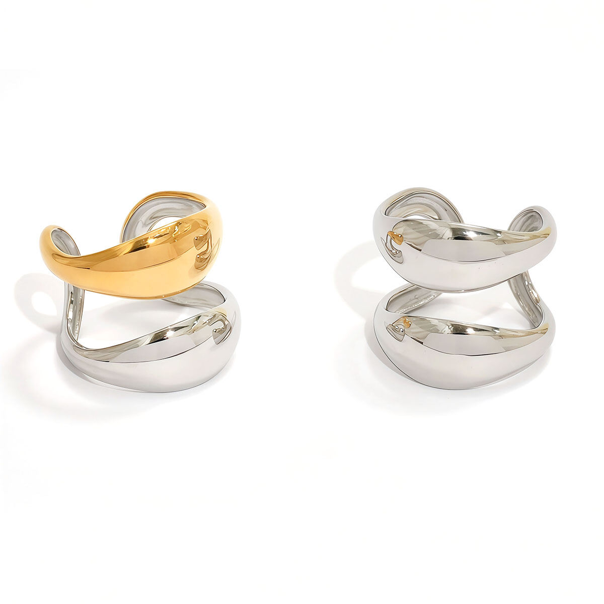 1 Piece Casual Irregular Shape Stainless Steel Waterproof   Gold Color Women's Statement Rings Picture7