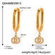 Q044-Golden Double Ring Zircon U-Shaped Earrings Picture6