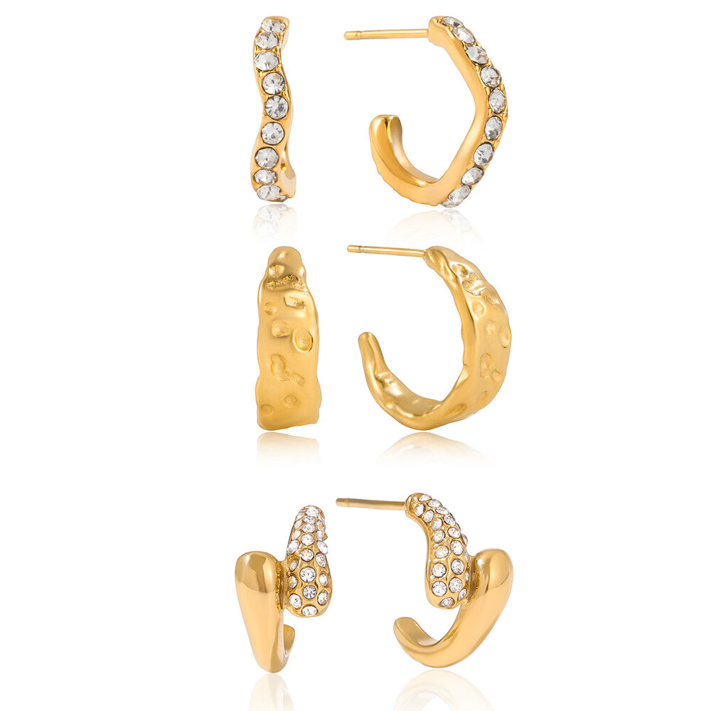 1 Pair Shinning Circle Stainless Steel Waterproof Gold Color Women's Hoop Earrings h5Picture5