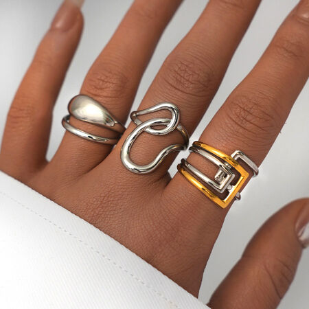 18K Gold Plated Stainless Steel Waterproof Statement Rings irregular shape Elegant Daily Gathering/Party Simple Series Women's jewelry