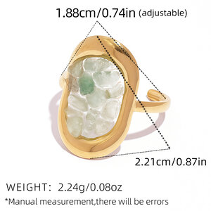 1 Piece Retro Irregular Shape Stainless Steel Waterproof Gold Color Statement Rings h5 Picture2