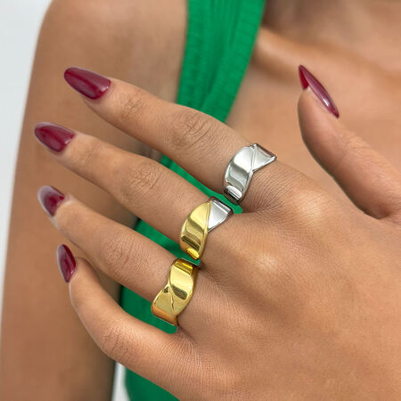 1 Piece Simple Casual Irregular Shape Stainless Steel Waterproof Woemn's Statement Rings 2