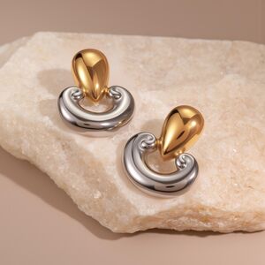 1 Pair Elegant Droplet Mixed Color Stainless Steel Waterproof Women's Stud Earrings h5 Picture4
