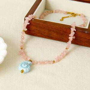 Sweet Natural Stones Ceramic Pendant Necklace Set h5 Picture3