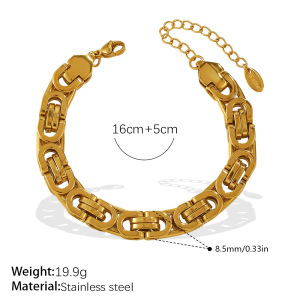 Bracciale A Catena Spessa Color Oro Impermeabile In Acciaio Inossidabile Da 1 Pezzo h5 Immagine2