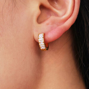 1 Pair Shinning Stainless Steel Waterproof Gold Color Women's Hoop Earrings h5 Picture4