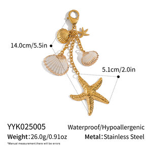1 Piece Oceanic Stainless Steel Gold Color Keychain h5