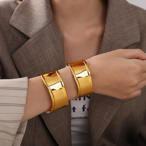 1 Piece Stainless Steel Waterproof Gold Color Cuff Bracelet h5 Picture4