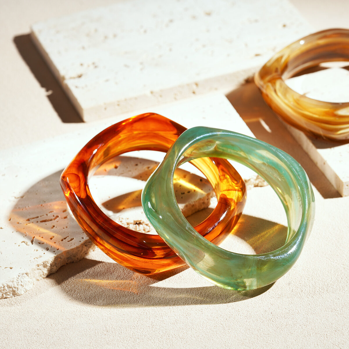 1 Piece Simple Versatile Irregular Gradient Color Acrylic Women's Bangles 2