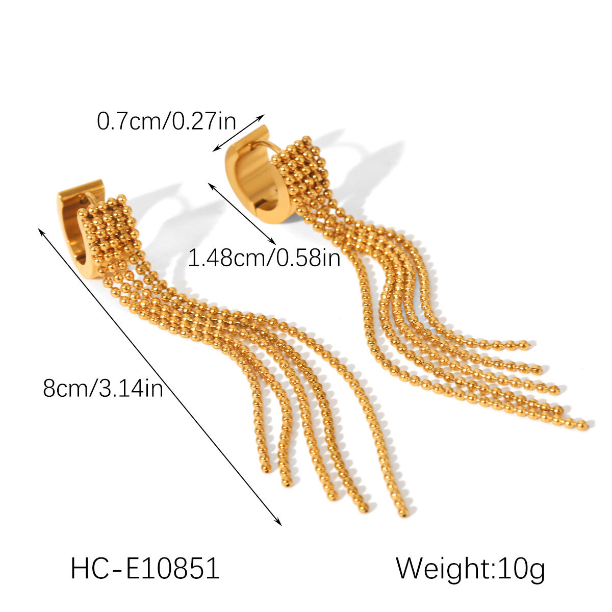 1 Pair Simple Daily Tassel Stainless Steel Waterproof   Gold Color  Women's Drop Earrings h5 Picture2