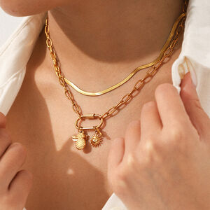 1 stuk Dagelijkse Dierenhanger, Roestvrij Staal, Waterdicht, Goudkleurig, Damesketting h5 Afbeelding3
