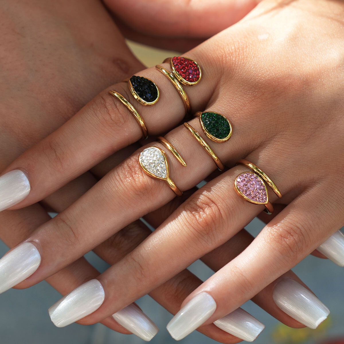 1 Piece  Casual Droplet Irregular Shape Stainless Steel Waterproof Women‘s  Statement Rings Picture10